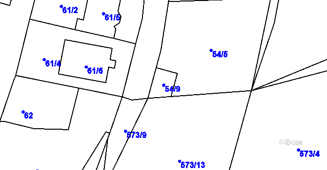 Parcela st. 54/9 v KÚ Horky u Tábora, Katastrální mapa