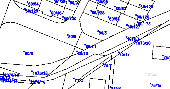Parcela st. 80/11 v KÚ Horky u Tábora, Katastrální mapa
