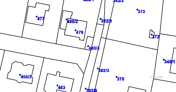 Parcela st. 480/3 v KÚ Horky u Tábora, Katastrální mapa