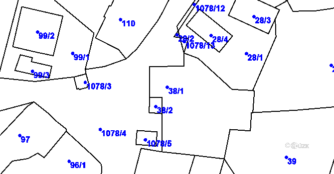 Parcela st. 38/1 v KÚ Horky u Tábora, Katastrální mapa