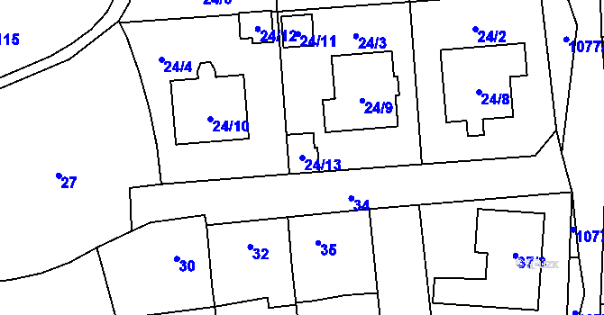 Parcela st. 24/13 v KÚ Horky u Tábora, Katastrální mapa