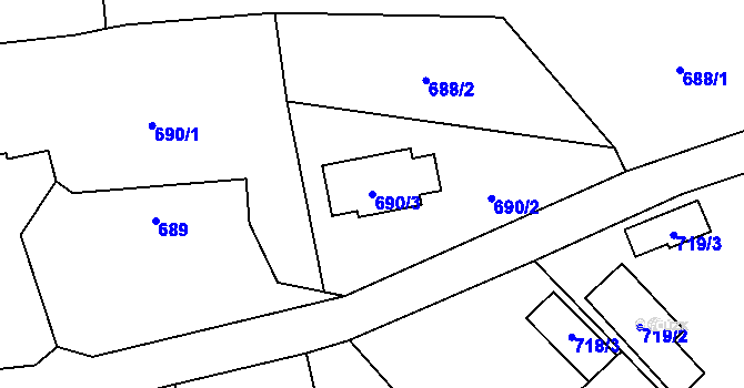 Parcela st. 690/3 v KÚ Horky u Tábora, Katastrální mapa