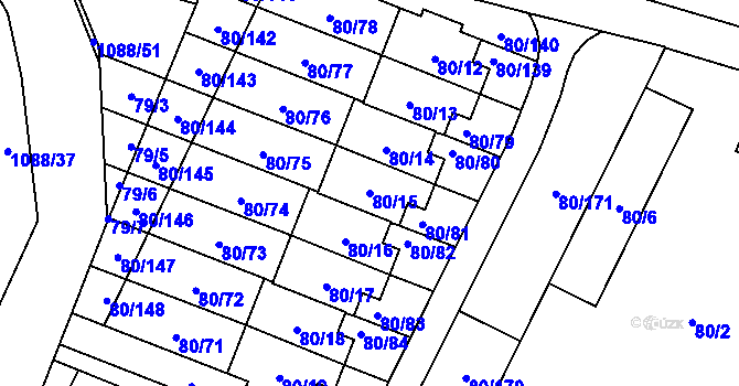 Parcela st. 80/15 v KÚ Horky u Tábora, Katastrální mapa