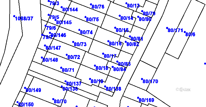 Parcela st. 80/17 v KÚ Horky u Tábora, Katastrální mapa