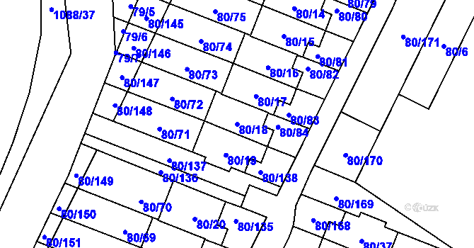 Parcela st. 80/18 v KÚ Horky u Tábora, Katastrální mapa