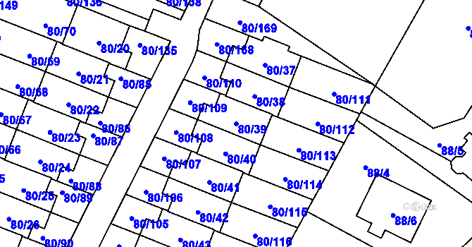Parcela st. 80/39 v KÚ Horky u Tábora, Katastrální mapa