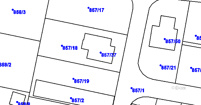 Parcela st. 857/37 v KÚ Horky u Tábora, Katastrální mapa