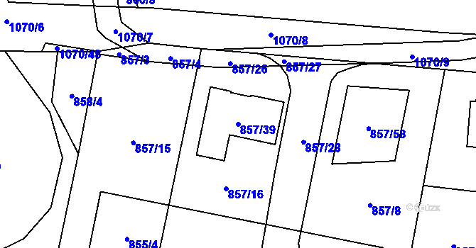 Parcela st. 857/39 v KÚ Horky u Tábora, Katastrální mapa