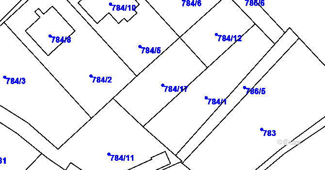 Parcela st. 784/17 v KÚ Horky u Tábora, Katastrální mapa