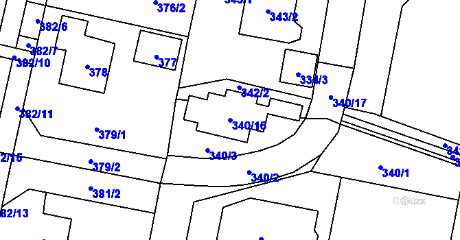 Parcela st. 340/16 v KÚ Horky u Tábora, Katastrální mapa