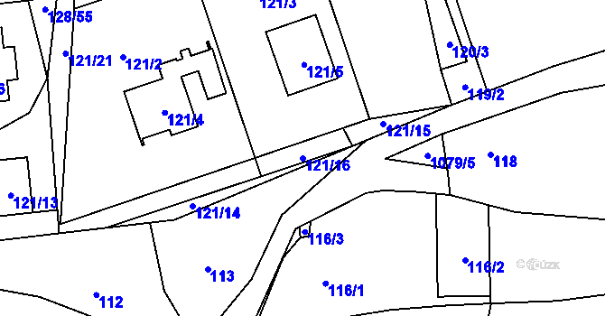 Parcela st. 121/16 v KÚ Horky u Tábora, Katastrální mapa