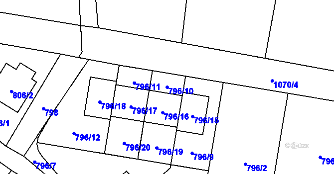Parcela st. 796/10 v KÚ Horky u Tábora, Katastrální mapa