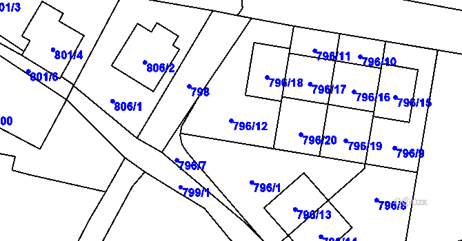 Parcela st. 796/12 v KÚ Horky u Tábora, Katastrální mapa