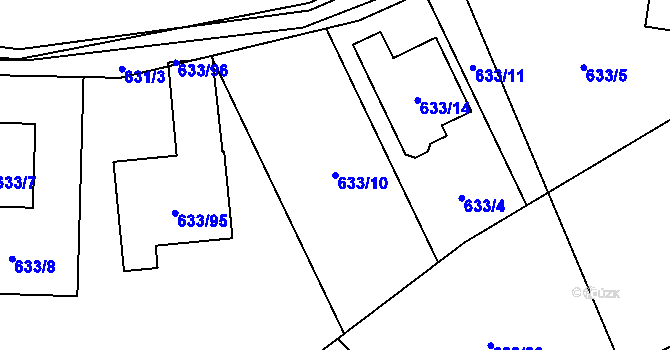 Parcela st. 633/10 v KÚ Horky u Tábora, Katastrální mapa