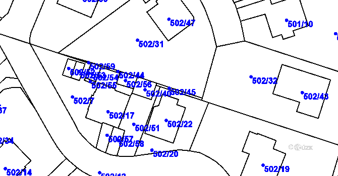 Parcela st. 502/45 v KÚ Horky u Tábora, Katastrální mapa