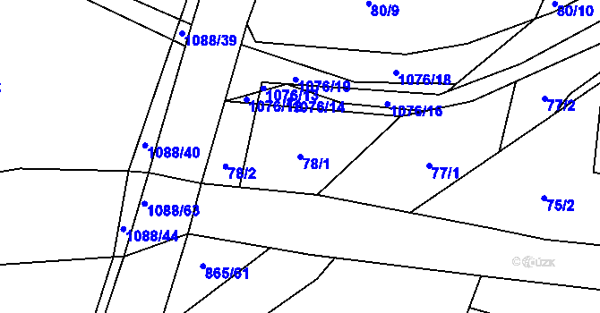 Parcela st. 78/1 v KÚ Horky u Tábora, Katastrální mapa