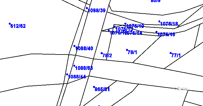 Parcela st. 78/2 v KÚ Horky u Tábora, Katastrální mapa
