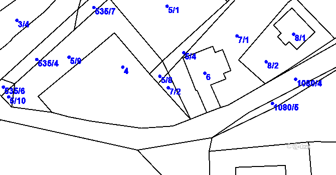 Parcela st. 7/2 v KÚ Horky u Tábora, Katastrální mapa