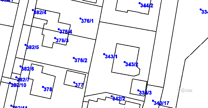 Parcela st. 343/1 v KÚ Horky u Tábora, Katastrální mapa