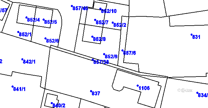 Parcela st. 852/9 v KÚ Horky u Tábora, Katastrální mapa