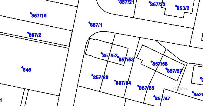 Parcela st. 857/52 v KÚ Horky u Tábora, Katastrální mapa
