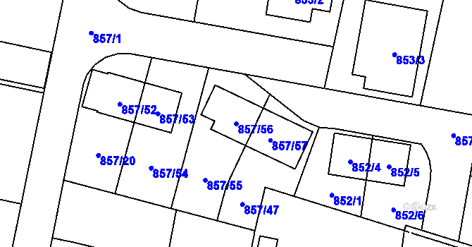 Parcela st. 857/56 v KÚ Horky u Tábora, Katastrální mapa