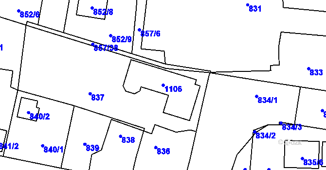 Parcela st. 1106 v KÚ Horky u Tábora, Katastrální mapa