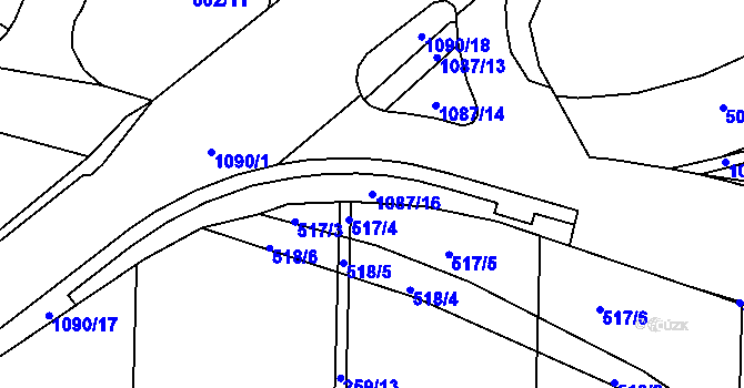 Parcela st. 1087/16 v KÚ Horky u Tábora, Katastrální mapa