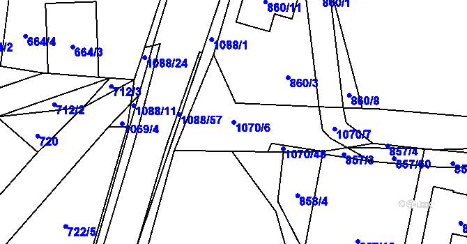 Parcela st. 1070/6 v KÚ Horky u Tábora, Katastrální mapa