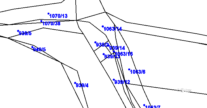 Parcela st. 939/13 v KÚ Horky u Tábora, Katastrální mapa