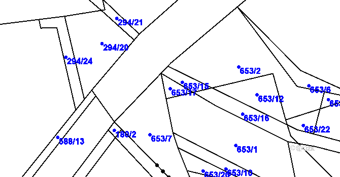Parcela st. 653/17 v KÚ Horky u Tábora, Katastrální mapa