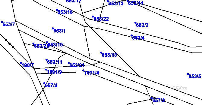 Parcela st. 653/18 v KÚ Horky u Tábora, Katastrální mapa