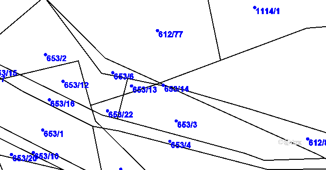 Parcela st. 653/14 v KÚ Horky u Tábora, Katastrální mapa