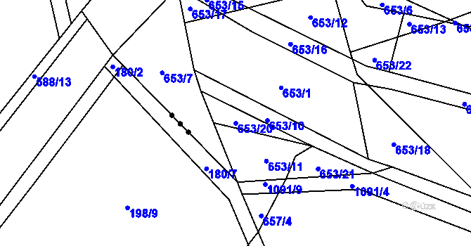 Parcela st. 653/20 v KÚ Horky u Tábora, Katastrální mapa