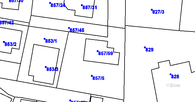 Parcela st. 857/59 v KÚ Horky u Tábora, Katastrální mapa