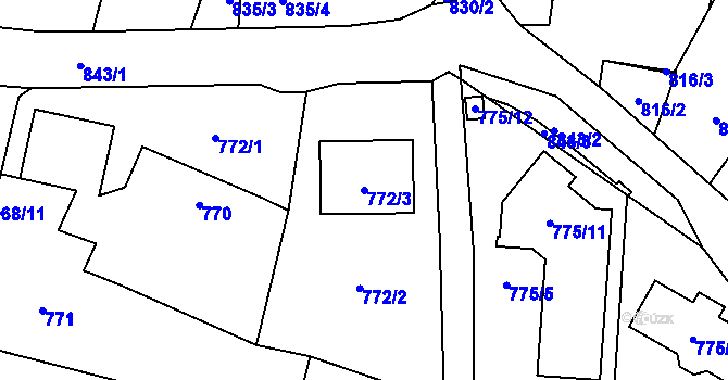 Parcela st. 772/3 v KÚ Horky u Tábora, Katastrální mapa