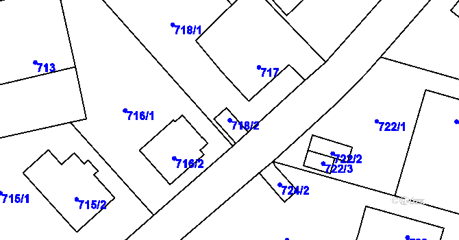 Parcela st. 718/2 v KÚ Horky u Tábora, Katastrální mapa