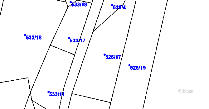 Parcela st. 526/17 v KÚ Horky u Tábora, Katastrální mapa