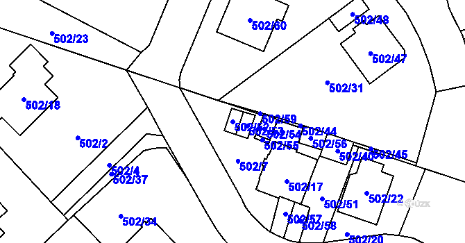 Parcela st. 502/52 v KÚ Horky u Tábora, Katastrální mapa