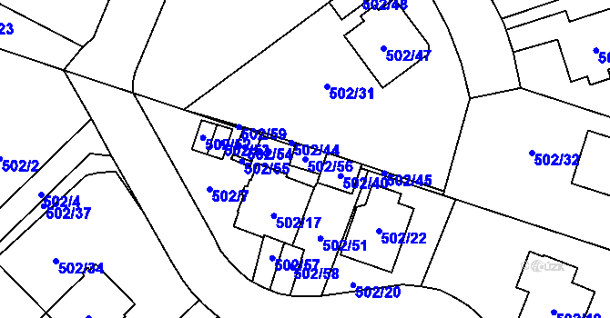 Parcela st. 502/56 v KÚ Horky u Tábora, Katastrální mapa
