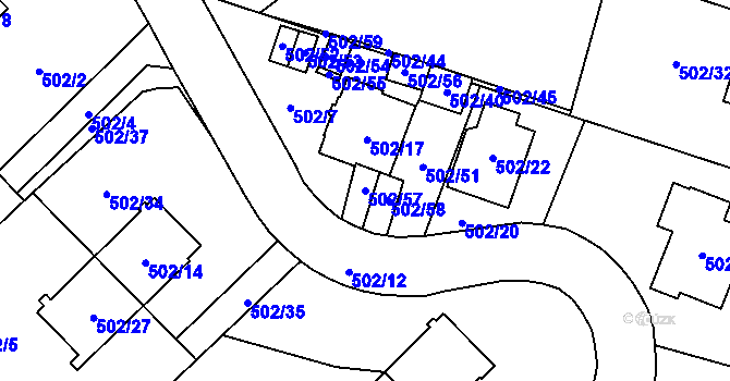 Parcela st. 502/57 v KÚ Horky u Tábora, Katastrální mapa