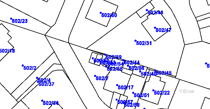 Parcela st. 502/59 v KÚ Horky u Tábora, Katastrální mapa