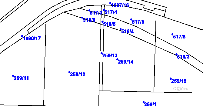 Parcela st. 259/13 v KÚ Horky u Tábora, Katastrální mapa