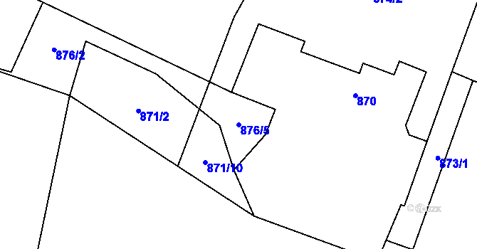 Parcela st. 876/5 v KÚ Horky u Tábora, Katastrální mapa