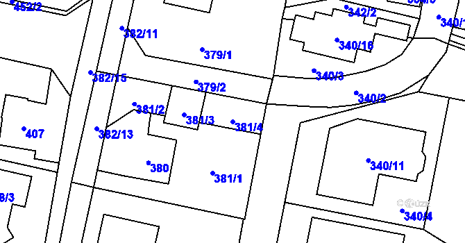 Parcela st. 381/4 v KÚ Horky u Tábora, Katastrální mapa