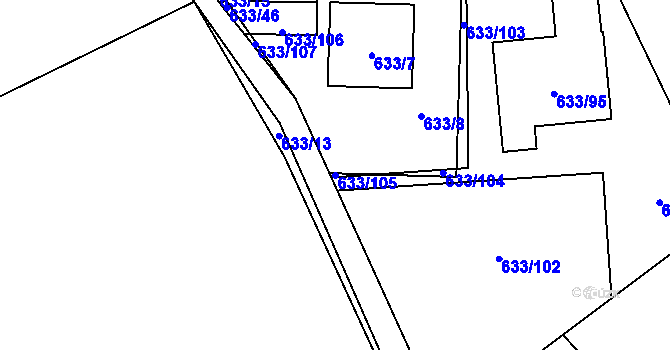 Parcela st. 633/105 v KÚ Horky u Tábora, Katastrální mapa