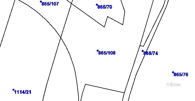 Parcela st. 865/108 v KÚ Horky u Tábora, Katastrální mapa