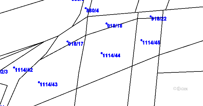 Parcela st. 1114/44 v KÚ Horky u Tábora, Katastrální mapa