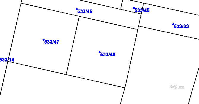 Parcela st. 533/48 v KÚ Horky u Tábora, Katastrální mapa