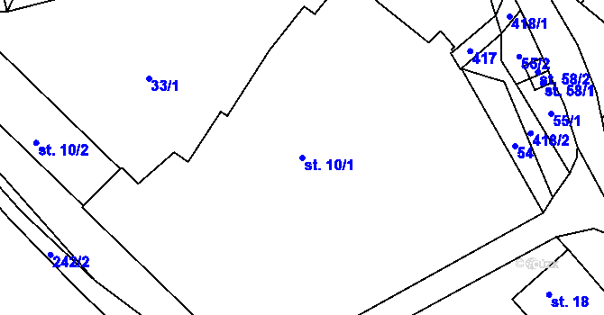 Parcela st. 10/1 v KÚ Horky, Katastrální mapa
